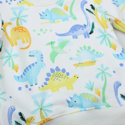 Kids Boys Cartoon Dinosaurs Print Cotton Sweatshirts childrensterritory