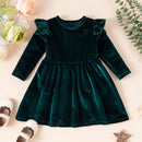 Girls’ Cozy Solid Color Long-Sleeve Winter Dresses childrensterritory