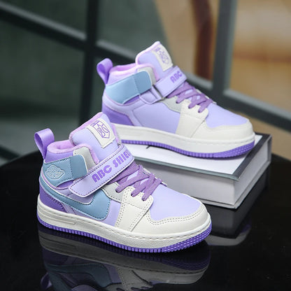 Warm Plush High-Top Kids Sports Sneakers