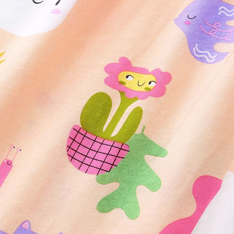Kids Girls Cartoon Print Summer Cotton Dress childrensterritory