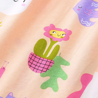 Kids Girls Cartoon Print Summer Cotton Dress childrensterritory