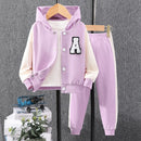 2pcs Hooded Contrasting Kids Fall Tracksuit Set childrensterritory