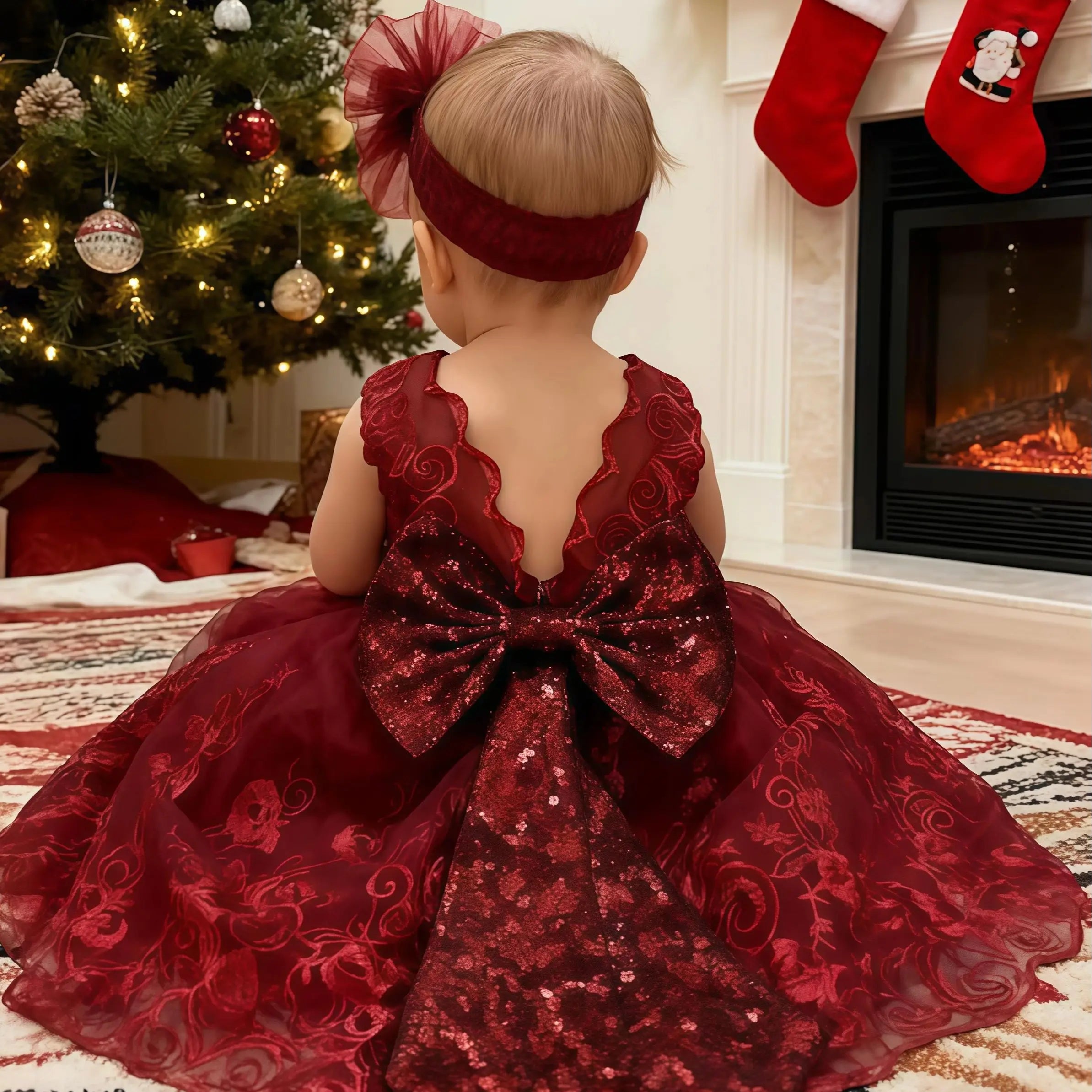 Baby Girls' Sleeveless Bow Design Elegant Party Dresses