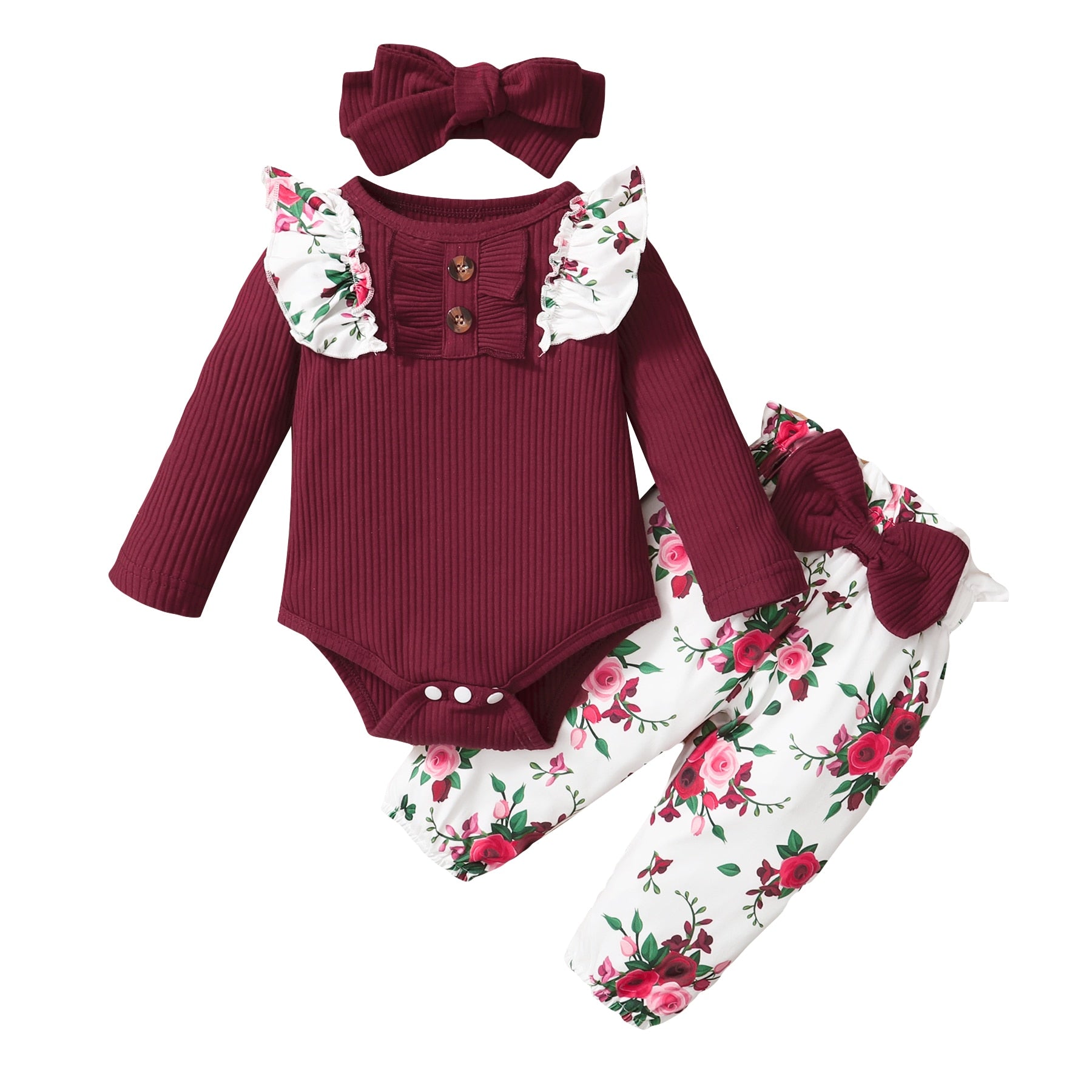 Baby Girl Printed 3 Pieces Outfits New Born Clothes Set childrensterritory