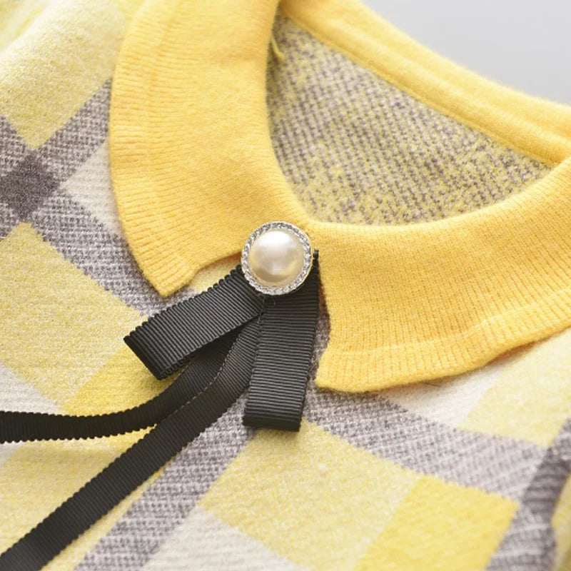 Girls Collar Design Winter Casual Clothing Sets