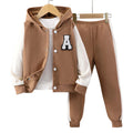 2pcs Hooded Contrasting Kids Fall Tracksuit Set childrensterritory