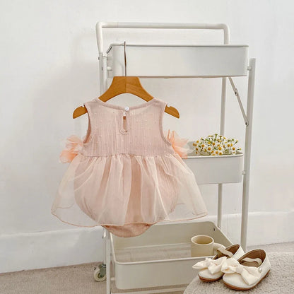 Sleeveless Flower Design Summer Bodysuits For Baby Girls childrensterritory