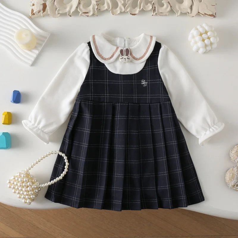 Cute Academic-Style Kids Girls Autumn Princess Dress