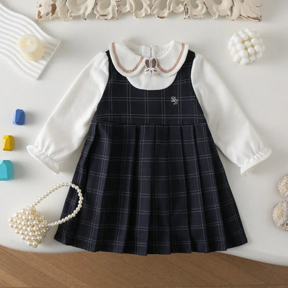 Cute Academic-Style Kids Girls Autumn Princess Dress