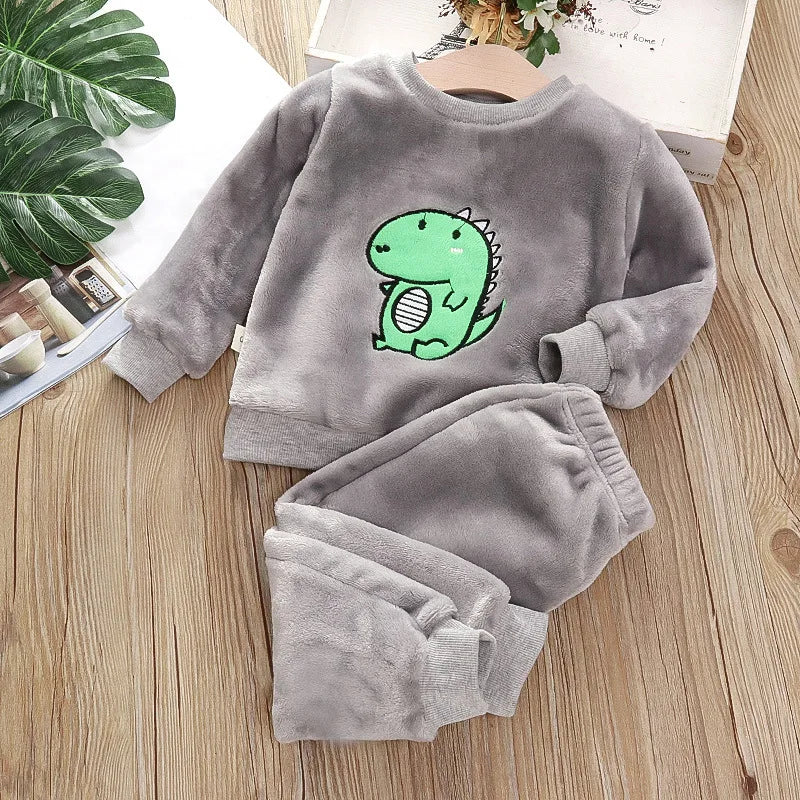 Long-Sleeved Cartoon Design Warm Kids Clothing Set childrensterritory