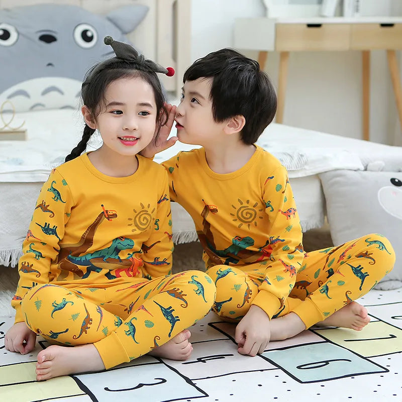 Long Sleeve Cartoon Design Kids Winter Warm Pajamas Sets childrensterritory