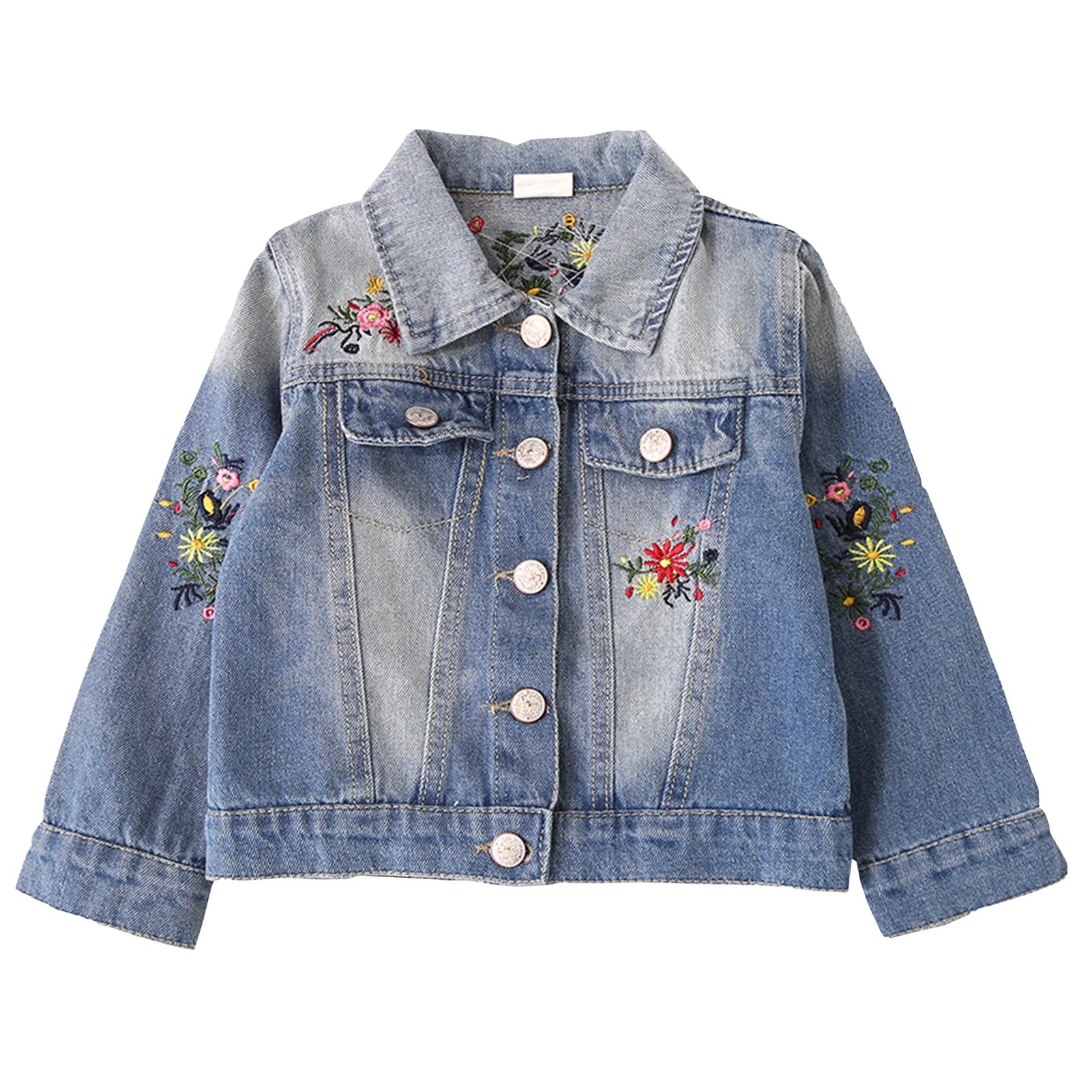 Girls' Flowers Embroidery Design Winter Denim childrensterritory
