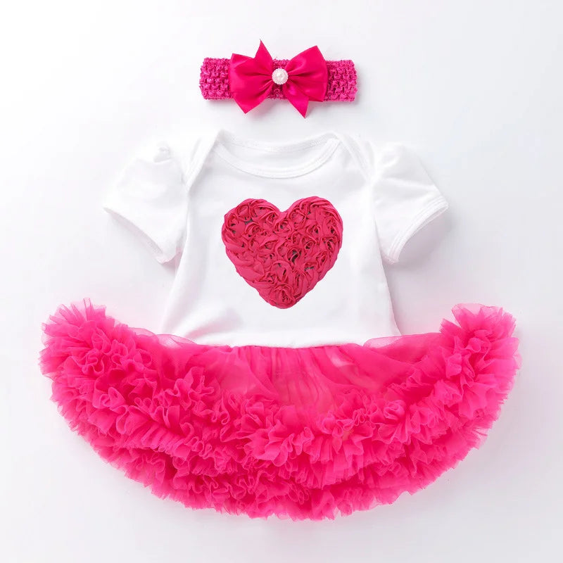 Newborn Girls White Bodysuit with Pettiskirt Tutu Outfits