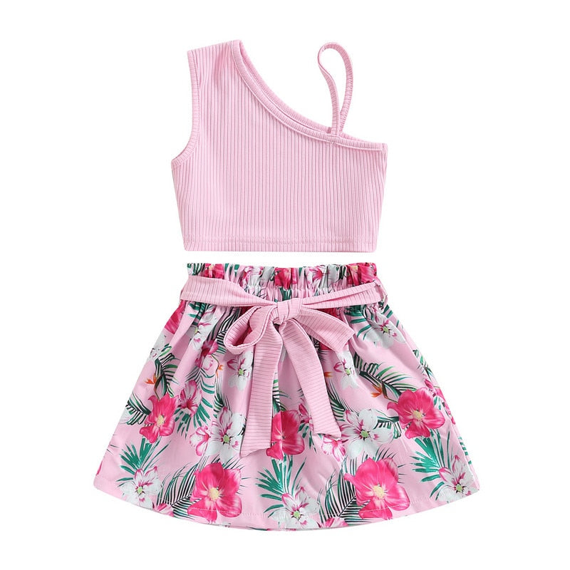 Kids Girl 2 Piece Floral Print Summer Fashion Outfits childrensterritory