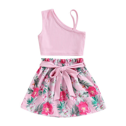 Kids Girl 2 Piece Floral Print Summer Fashion Outfits childrensterritory