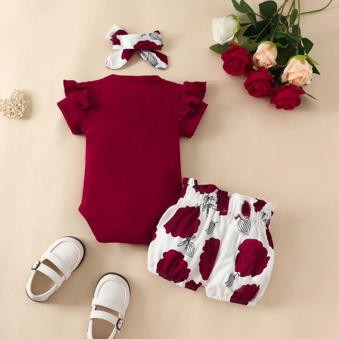 Baby Girl Soft 3Pcs Letter &amp; Floral Print Summer Outfit