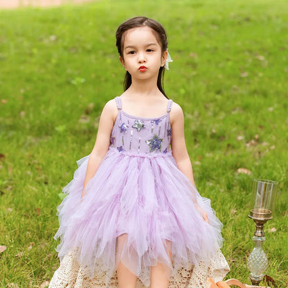 Kids Girls A-line Elgeant Feather Appliques Party Dress childrensterritory