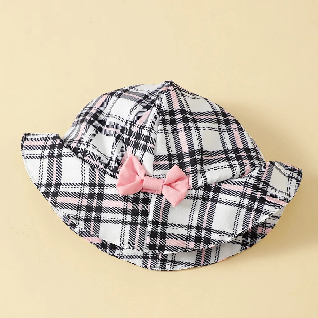 Newborn Girl Plaid Design Summer Romper and Hat Set childrensterritory