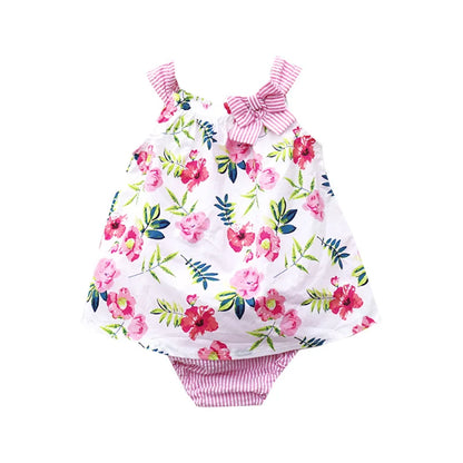 Baby Girls Floral Design Princess Bow Knot Bodysuits childrensterritory