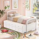 A Twin-Sized Wooden Platform Bed with Six Drawers for Storage childrensterritory