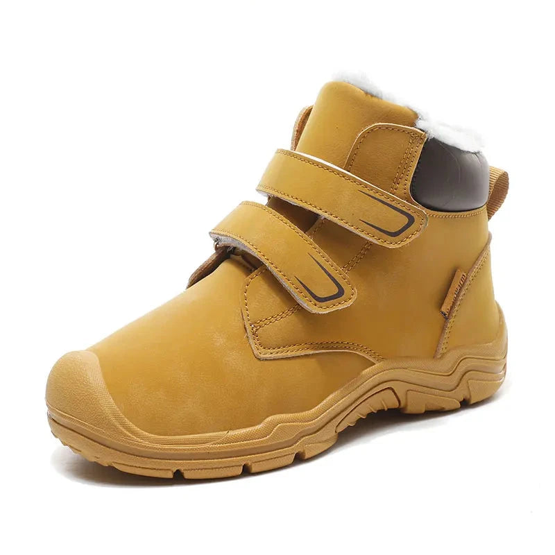 Kids Suede Fashion High Top Hook And Loop Warm Shoes childrensterritory
