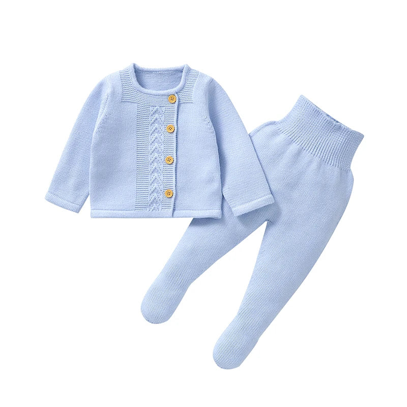 Full Sleeves Solid Colour Baby Girls Clothing Set