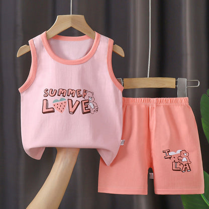2PCS Cotton T-Shirts and Shorts Set for Toddler Boys Girls childrensterritory
