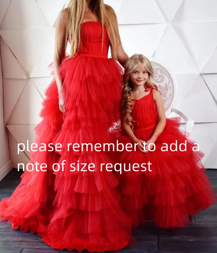Ruffle Tulle Mother Daughter Matching Party Dresses childrensterritory