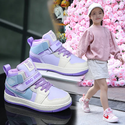 Warm Plush High-Top Kids Sports Sneakers