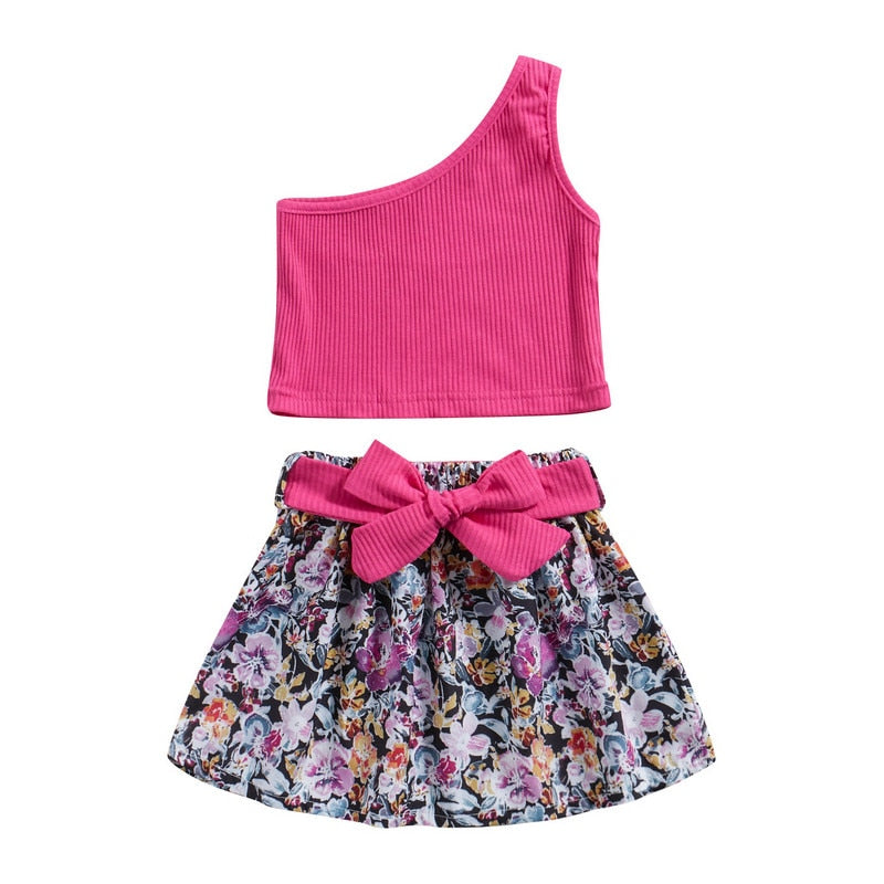 Kids Girl 2 Piece Floral Print Summer Fashion Outfits childrensterritory