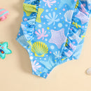 Shell and Doughnut Print Baby Girl Bodysuit Swimwear