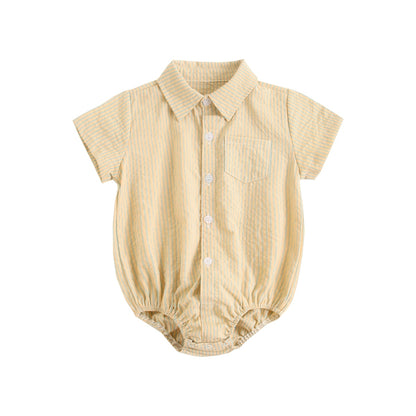 Plaid Cotton Baby Boys Short Sleeve Summer Bodysuit childrensterritory