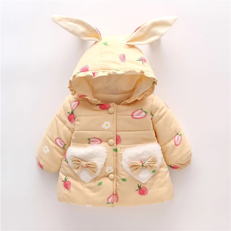 Toddler Girls Long Sleeve Printed &amp; Hooded Soft Jacket