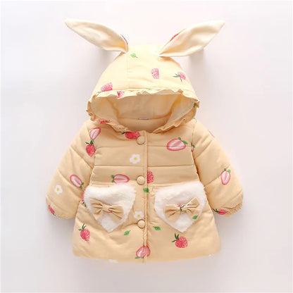 Toddler Girls Long Sleeve Printed &amp; Hooded Soft Jacket