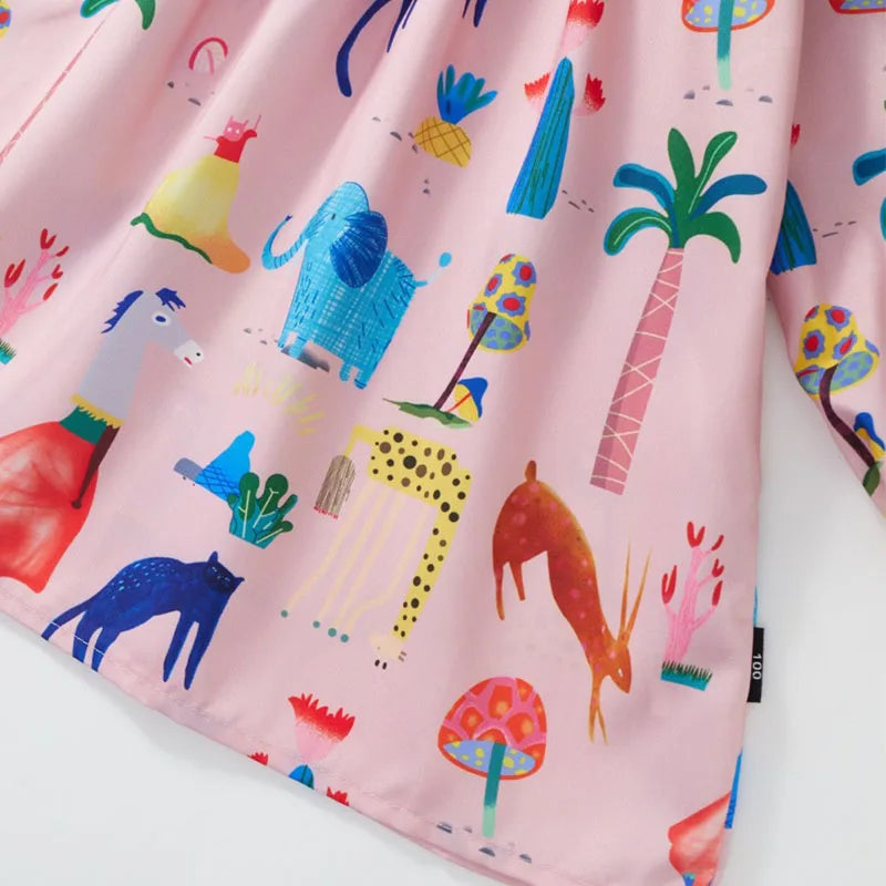 Kids Girls Peter Pan Collar Graffiti Print Dress