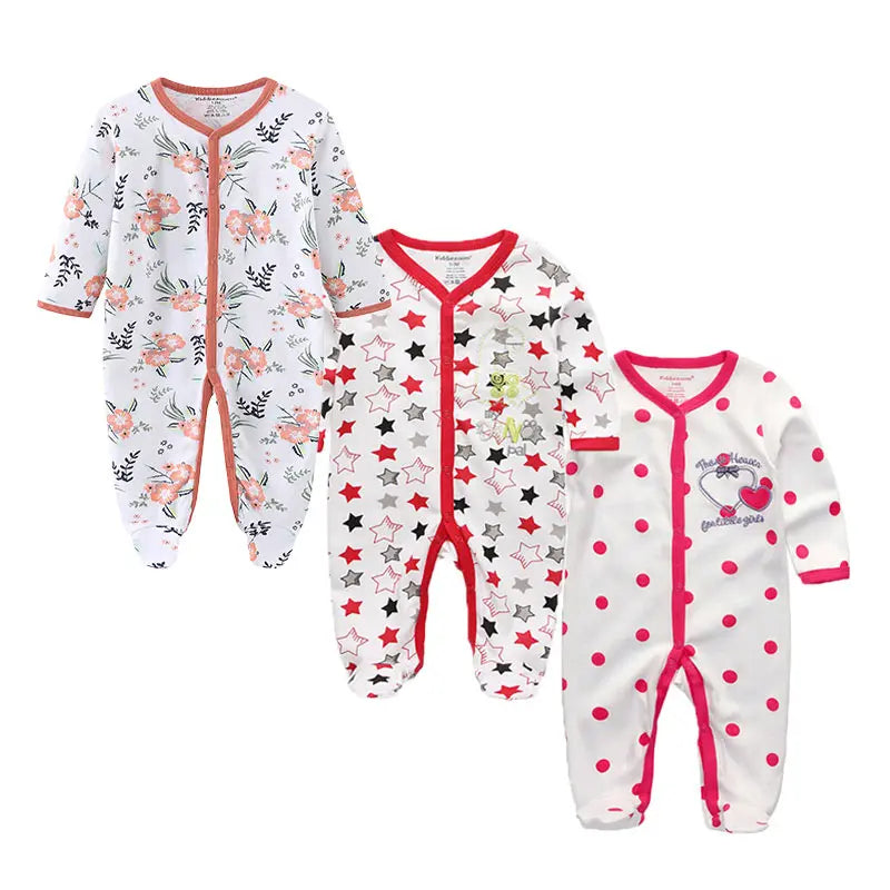 Long Sleeve Overall Printed Baby Zipper Rompers