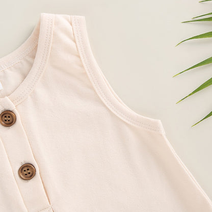 Solid Color Sleeveless Baby Girls Boys Summer Bodysuit childrensterritory