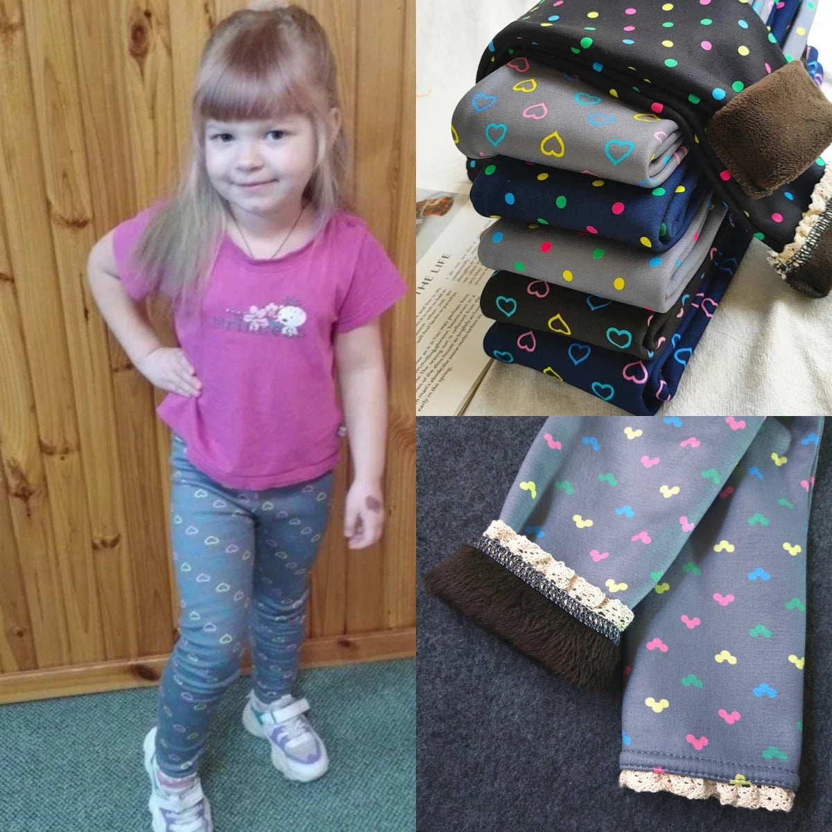 Printed Warm Velvet Leggings for Kids Girls childrensterritory