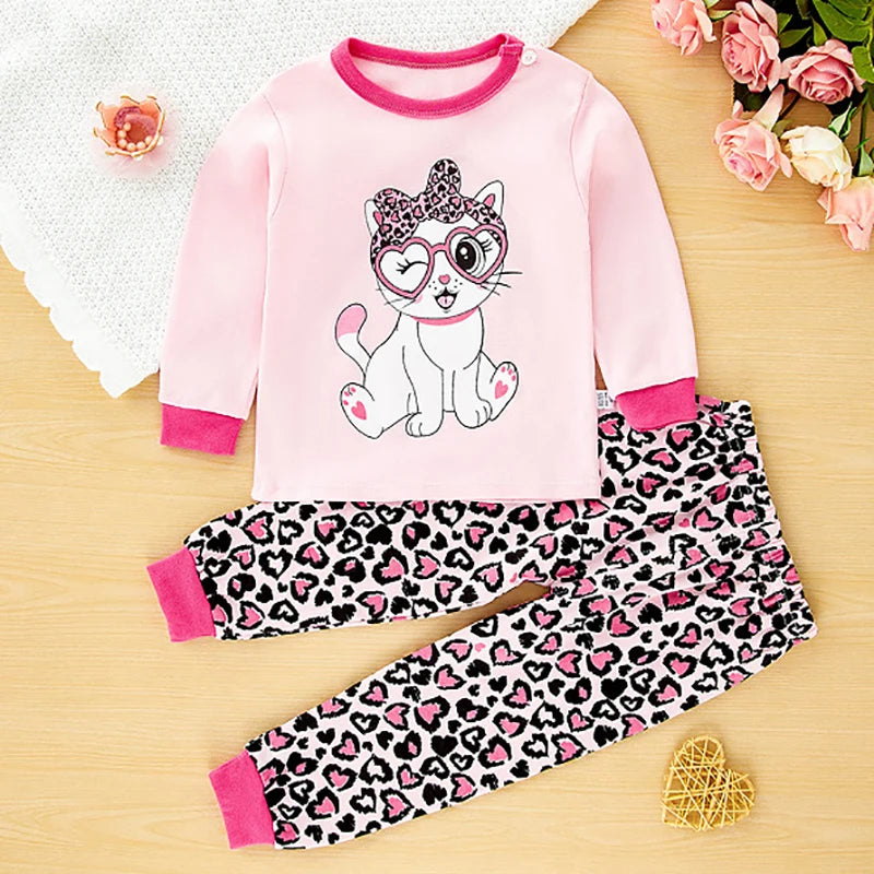 Girls' Long-Sleeved Cartoon Print Clothing Set childrensterritory