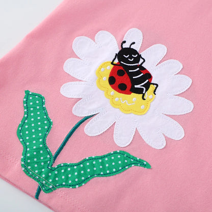 Little Girls Flowers Bees Embroidered Summer Dress childrensterritory