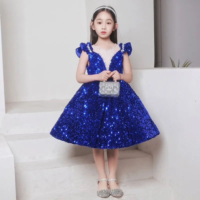 Kids Girls Elegant Princess Sequin Evening Prom Party Dresses/Gown childrensterritory
