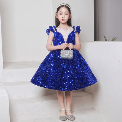 Kids Girls Elegant Princess Sequin Evening Prom Party Dresses/Gown childrensterritory
