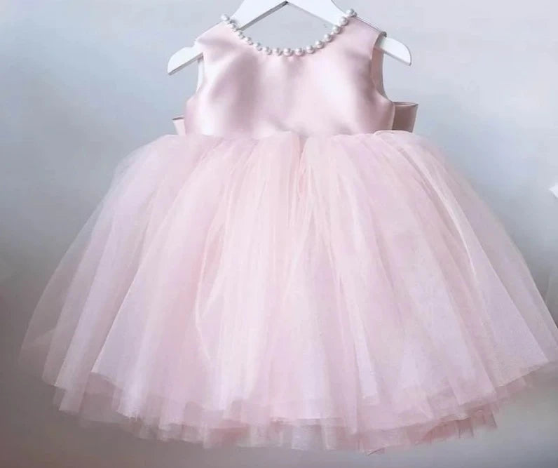 Little Girls Bridemaid Wedding Party Big Bow Princess Dress