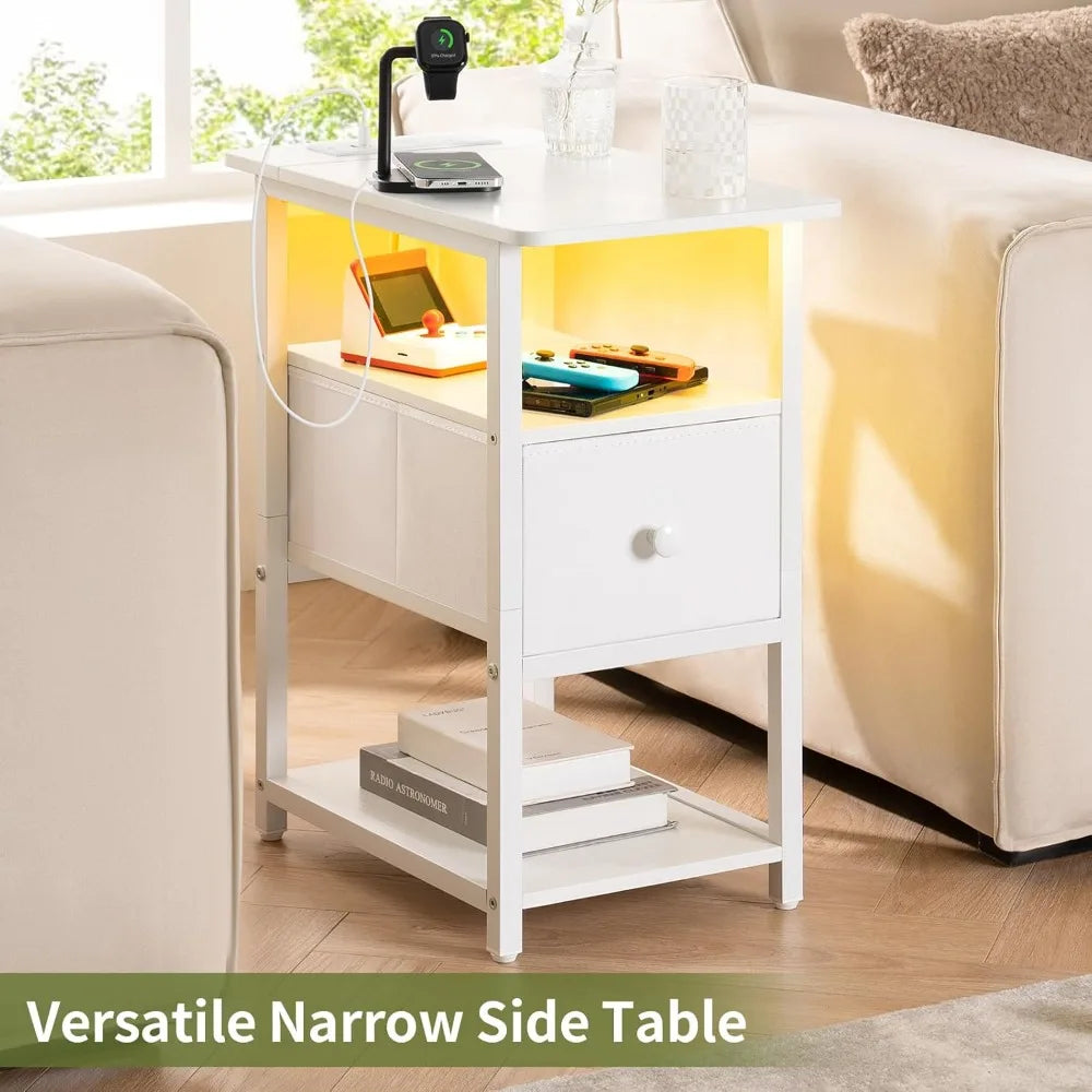 Durable Metal Bedside Table with Open Storage Shelf