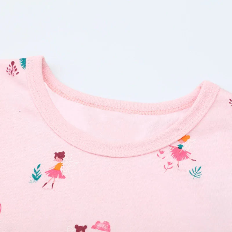 Girls Long-Sleeves Cartoon Print Casual Dresses childrensterritory