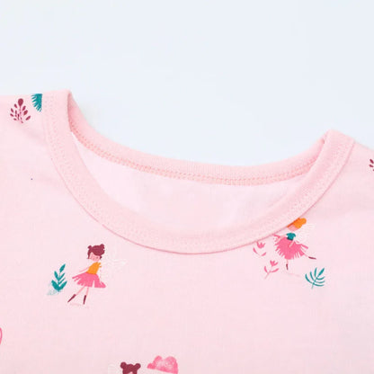 Girls Long-Sleeves Cartoon Print Casual Dresses childrensterritory