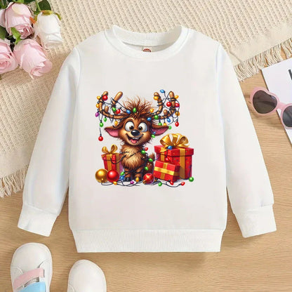 Boys &amp; Girls Elk Deer Print Christmas Sweatshirts childrensterritory