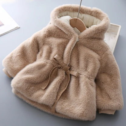 Girls’ Long-Sleeve Stylish Fur Winter Coat childrensterritory