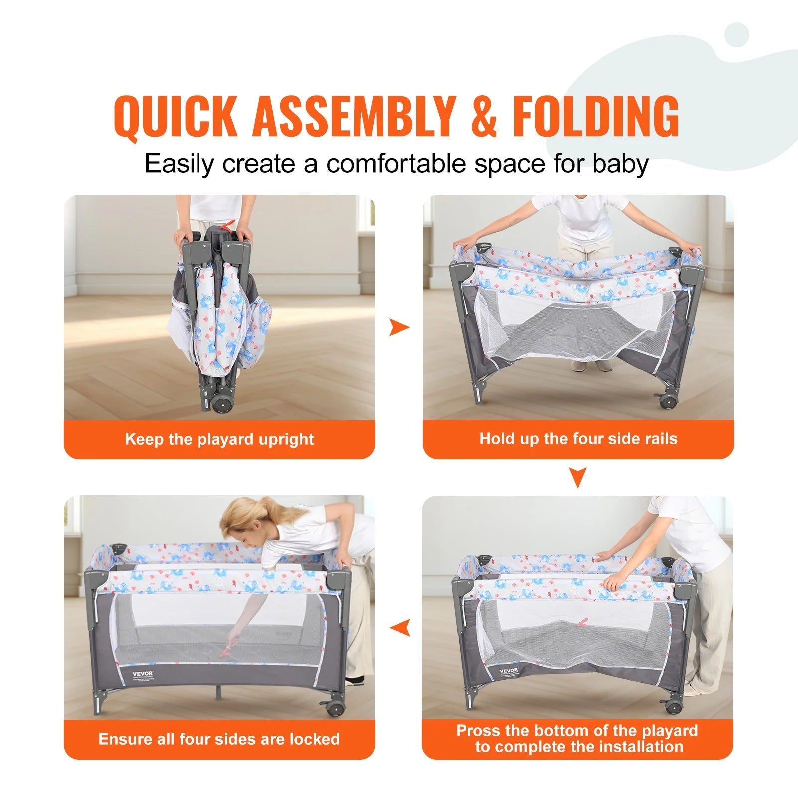 Baby Bedside Bassinet with Wheels and Storage Basket childrensterritory