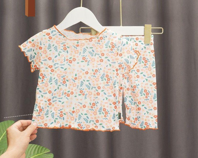 Printed 2pcs/set Toddler Girls Top and Pajama Set Home Wear childrensterritory